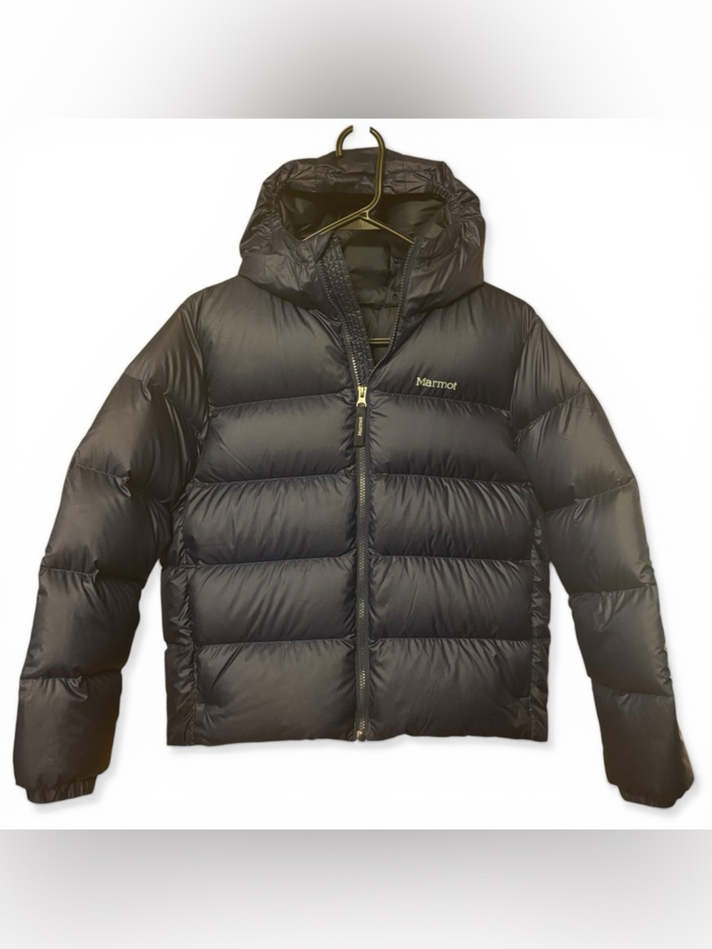 Marmot Guides Down Hoody Navy Puffer Jacket Hooded Youth XL Womens S/M